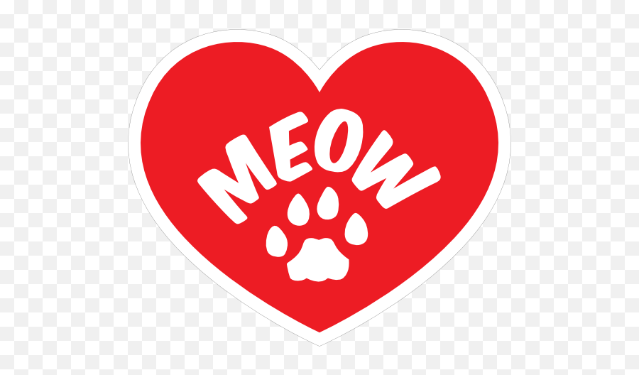 I Love My Cat Heart With Meow And Paw Magnet Emoji,Cat Paws Clipart