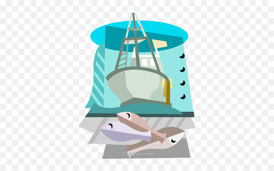 Commercial Fishing Boat With Fish Royalty Free Vector Clip Emoji,Commercial Clipart