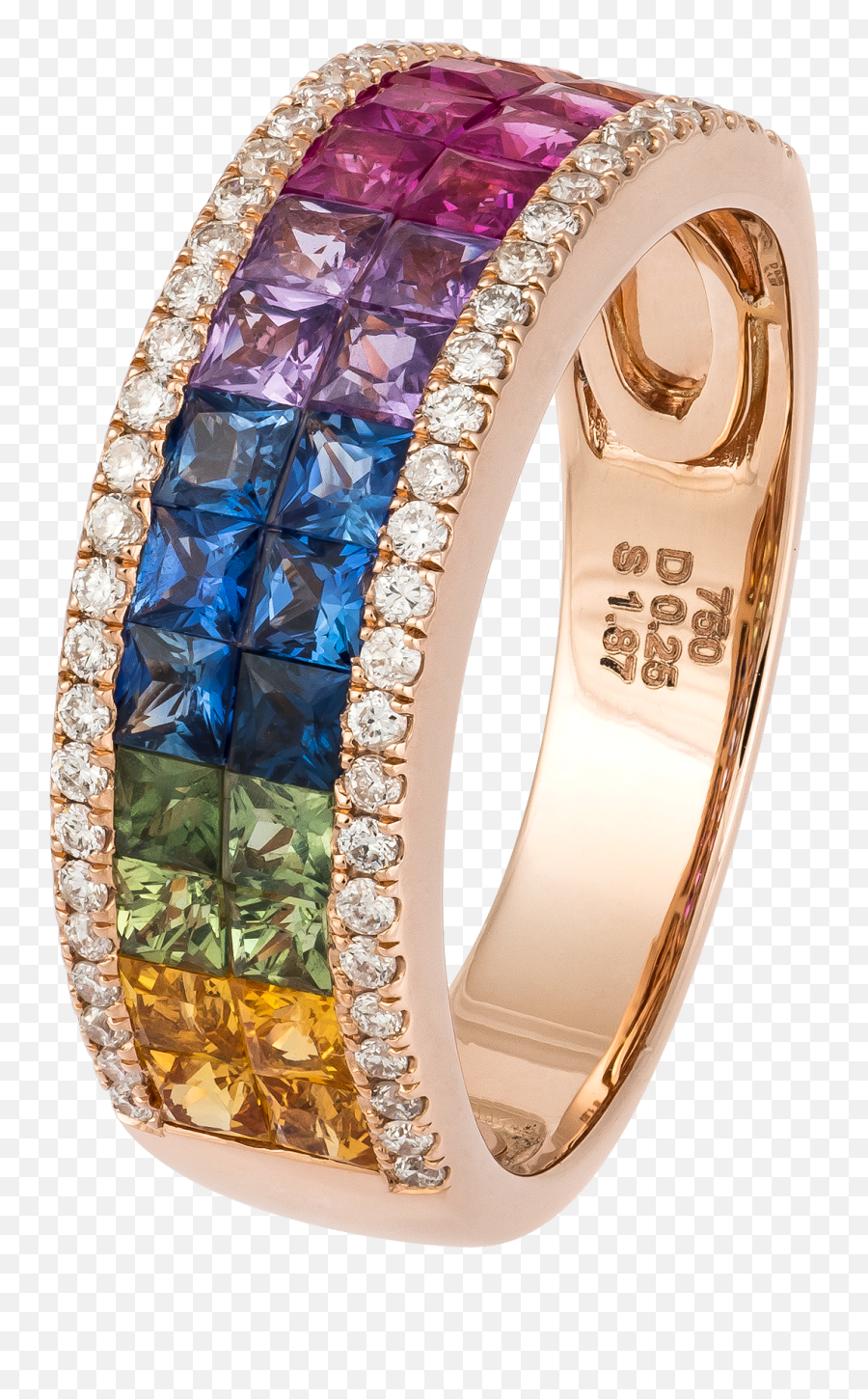 18kt Rose Gold Multi Color Sapphire With White Diamond Ring U2060u2014 Kr1004ms Emoji,White Diamond Png