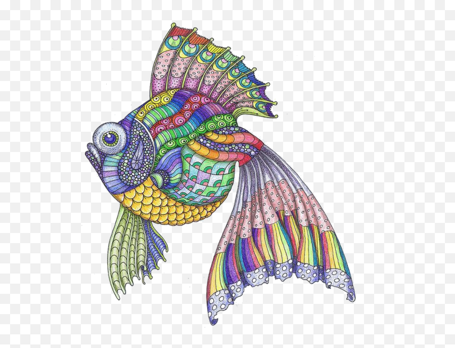 Fish Fish - Zentangle Fish Color Clipart Full Size Emoji,Colorful Fish Clipart