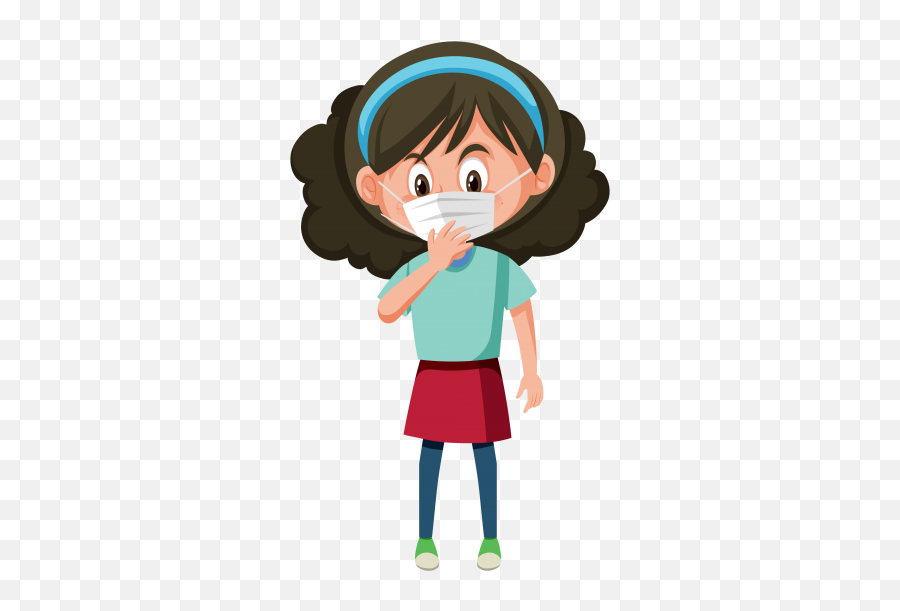 Coronavirus Girl Wearing Mask Png - Cartoon Girl Wearing Mask Png Emoji,Mask Png