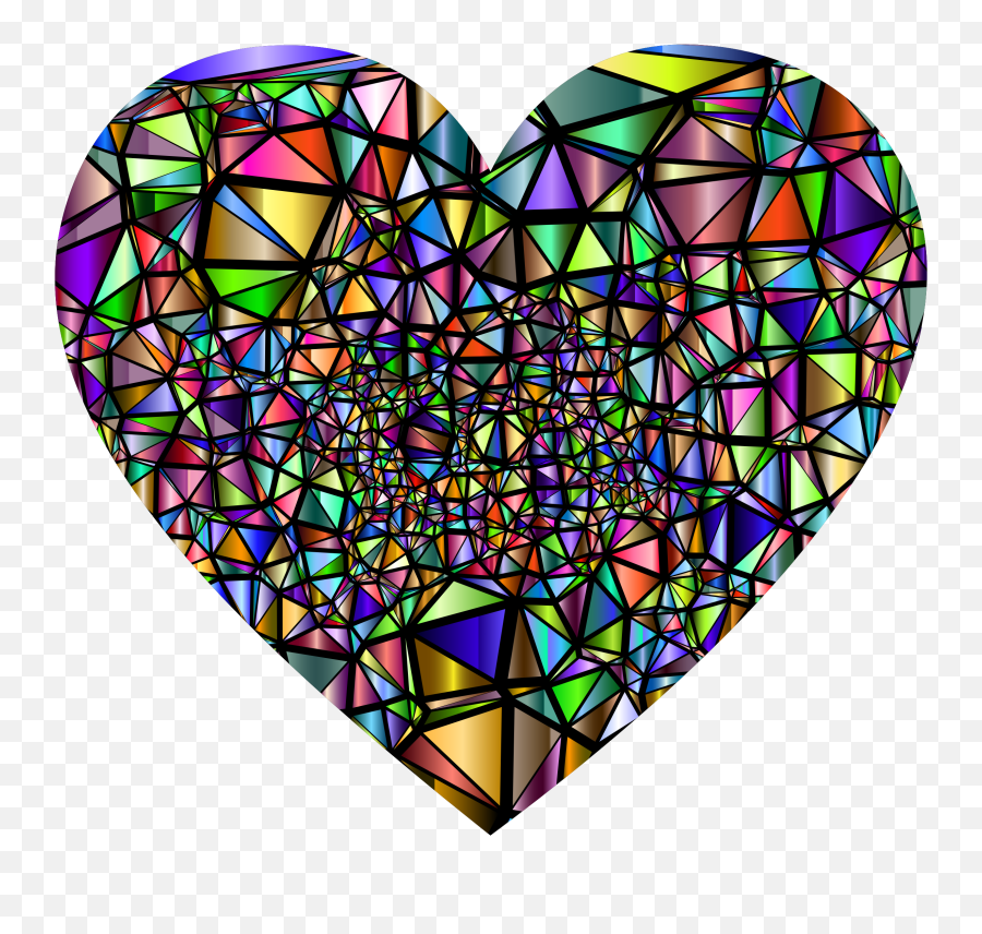 Low Poly Shattered Chromatic Heart With Background - Hert Stain Glass Window Emoji,Shattered Glass Png