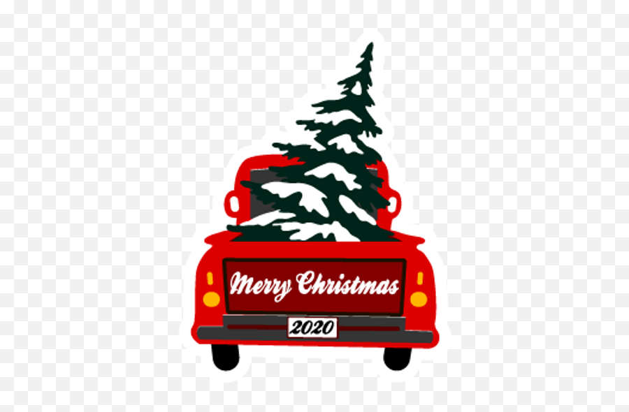 Red Christmas Truck Sticker - Red Christmas Truck Sticker Emoji,Christmas Truck Clipart