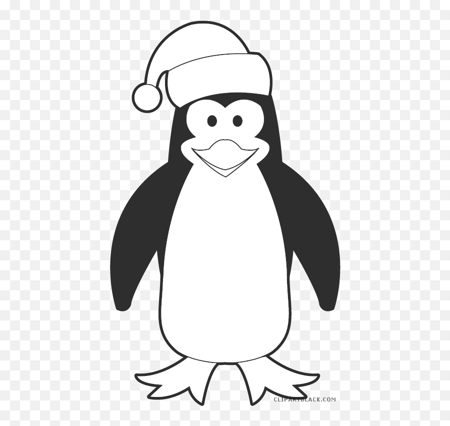 Santa Clipart Penguin - Penguin Winter Clipart Black And White Emoji,Santa Clipart Black And White