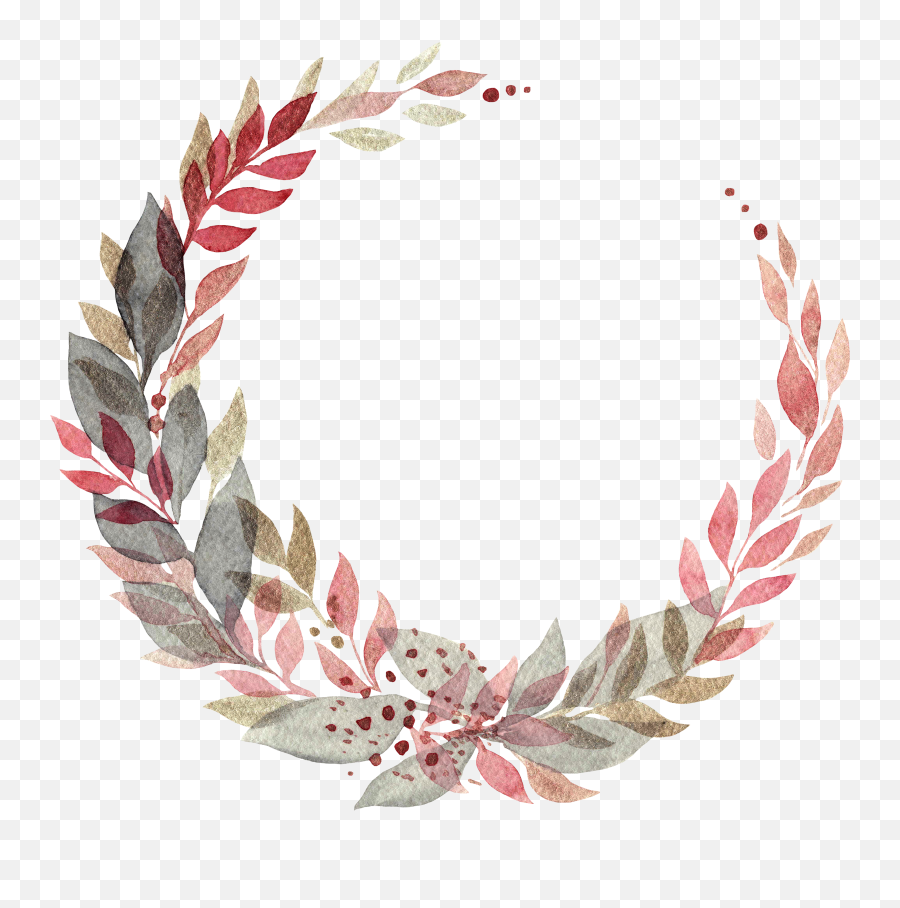 Watercolor Laurel Wreath Of Pink U0026 Silver Leaves Foliage - Decorative Emoji,Laurel Wreath Png