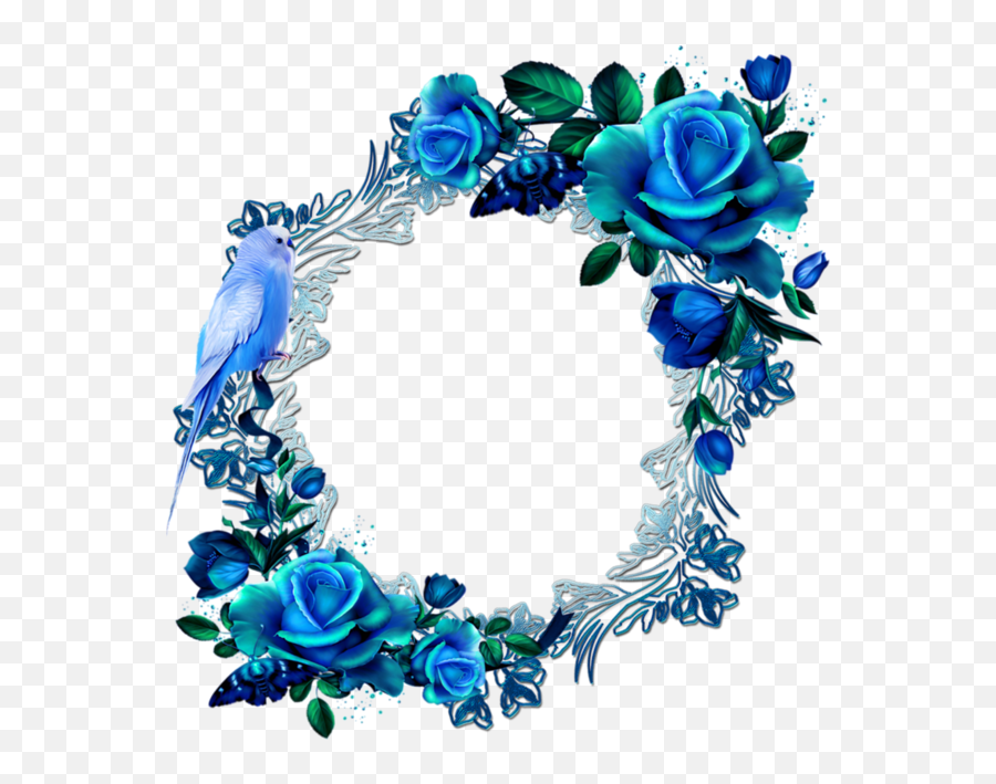 Png Flowers - Flower Frame Png Blue Flowers Paper Flowers Blue Flowers Circle Png Emoji,Flower Frame Png