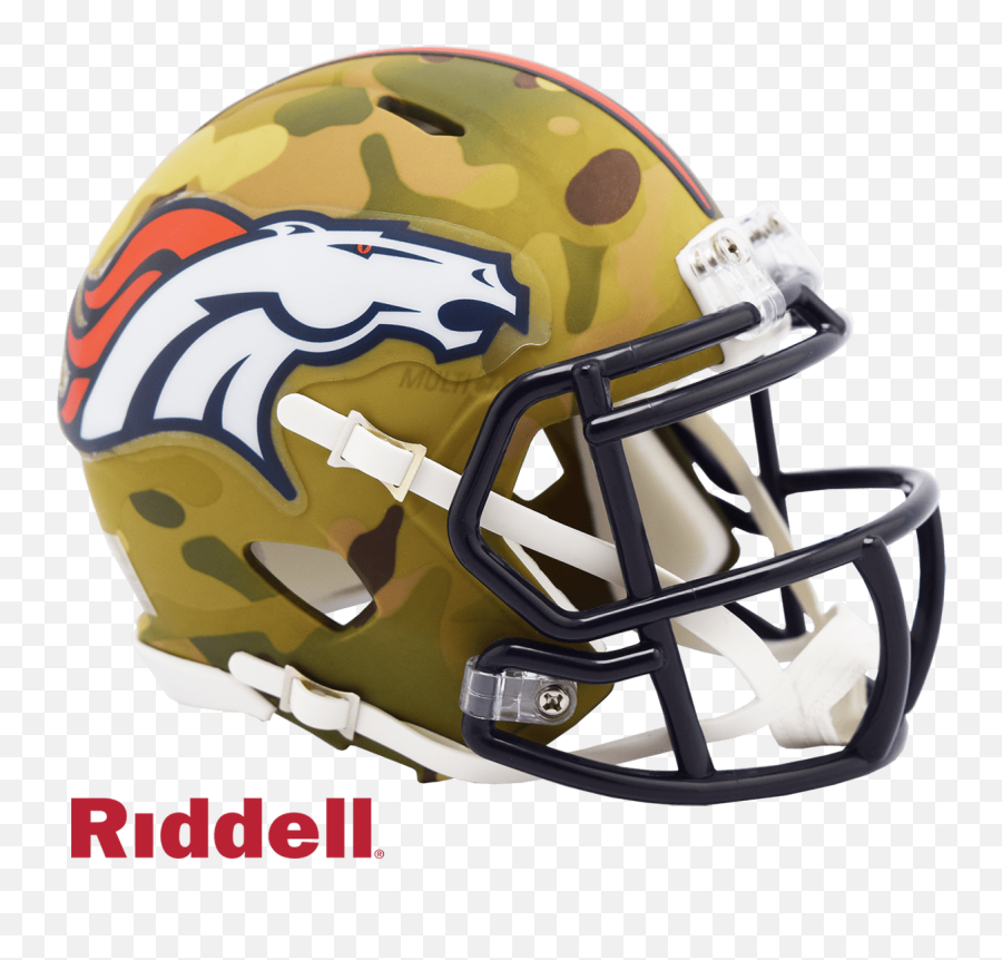 Denver Broncos - Camo Alternate Speed Riddell Mini Football Denver Broncos Helmets Emoji,Denver Bronco Logo