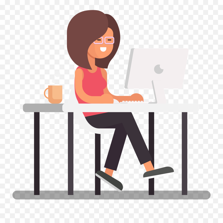 Girl Working On Computer Clipart Free Download Transparent - Girls Studying In The Computer Clipart Emoji,Computer Clipart