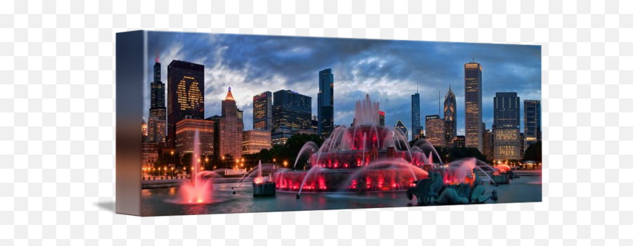 Chicago Blackhawks Skyline By Jeff Lewis - Buckingham Fountain Emoji,Chicago Blackhawks Logo