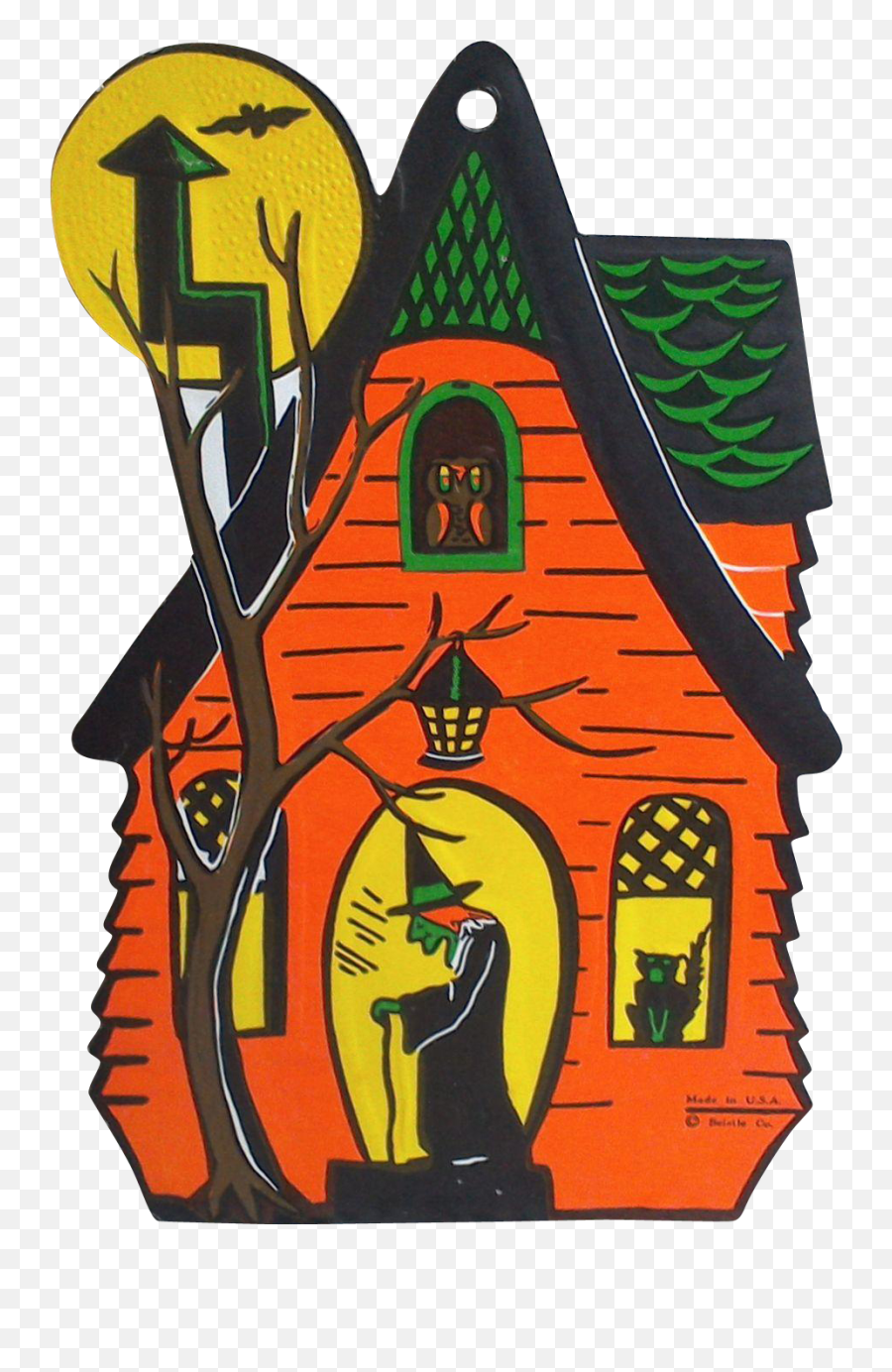 Vintage Beistle Haunted House Die Cut Halloween - Vintage Halloween Decorations Emoji,Vintage Halloween Clipart