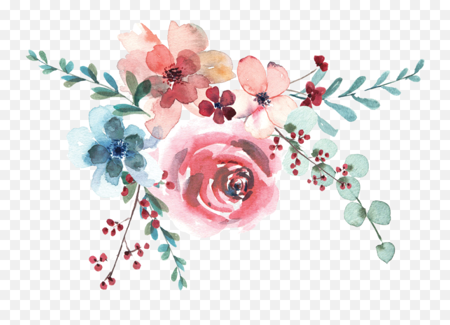 Watercolor Wreath Hand Painted Floral Wreath Flowers Etsy - Floral Emoji,Floral Clipart