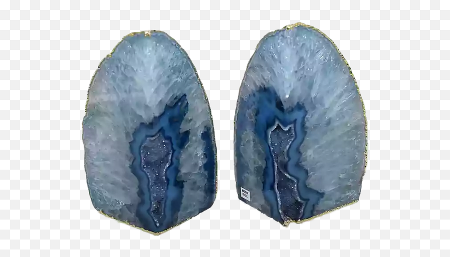 Agate Stone Small Bookends With Gold Trim In Blue Set Of 2 Emoji,Gold Trim Png