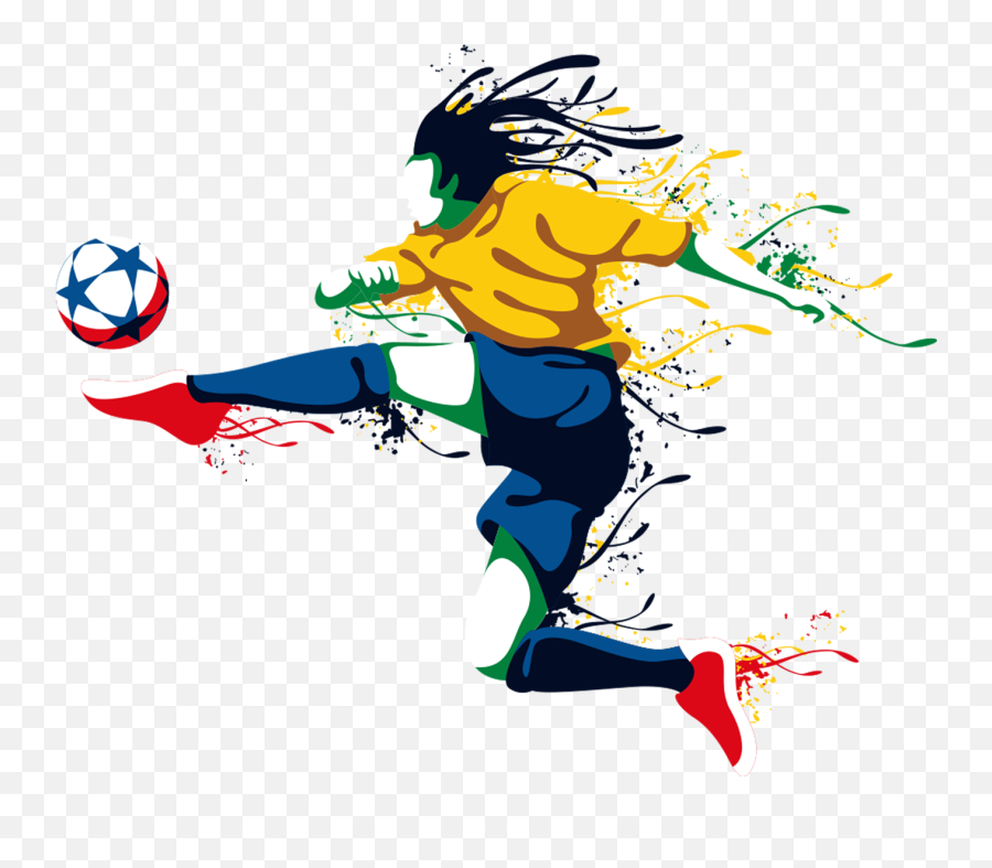 Download Hd Hand Drawn Cartoon Kicking Soccer Character - Football Kicking Image Png Emoji,Football Transparent