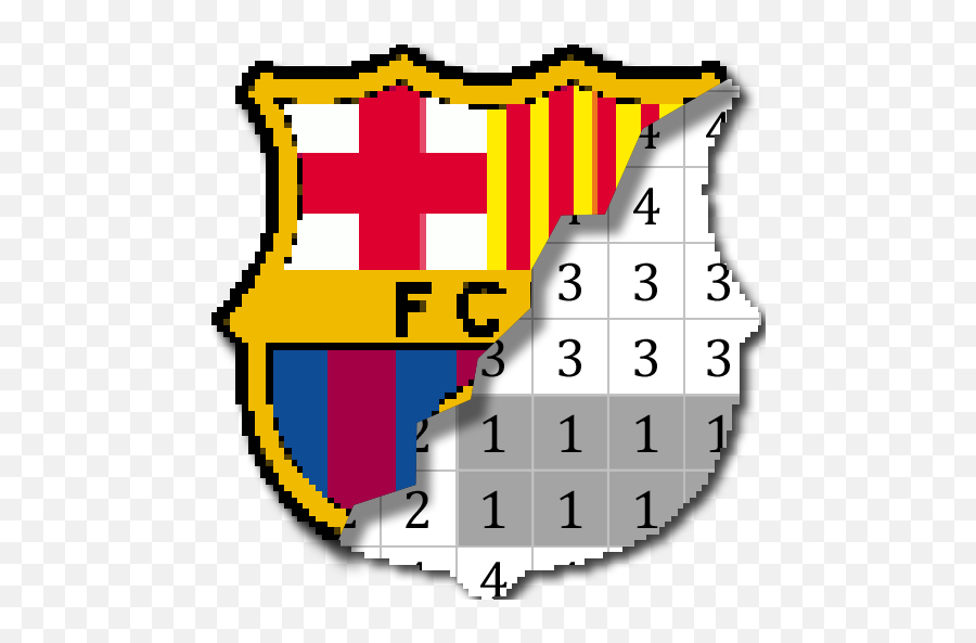 Football Logo Color By Number - Soccer Pixel Art Google Kuchalana Barcelona Logo Emoji,Pixel Art Logo