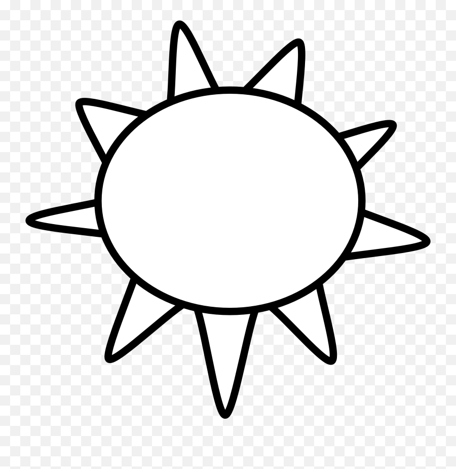 White Sun Outline Black - Sun Clipart Black And White No Background Emoji,Sun Clipart Black And White