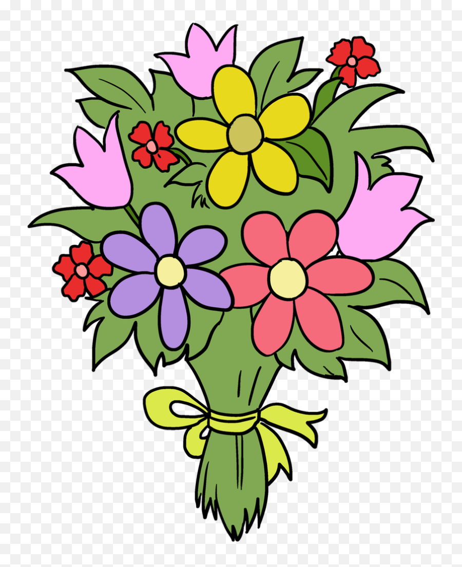 Bouquet Clipart Fun Flower - Easy Drawing Of Bunch Of Flowers Emoji,Flower Bouquet Clipart