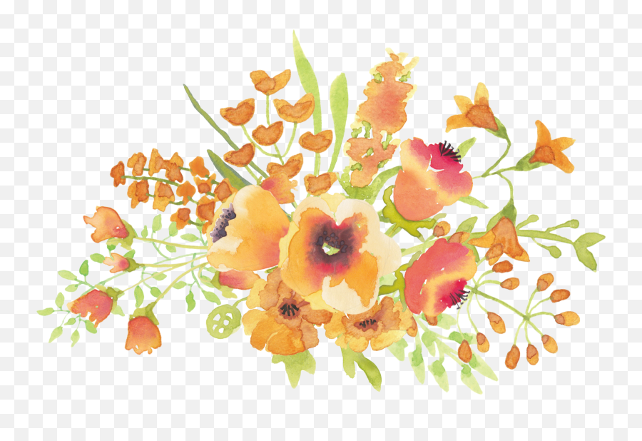 Flower Bouquet Clipart Png - Yellow Orange Flowers Transparent Emoji,Flower Bouquet Clipart