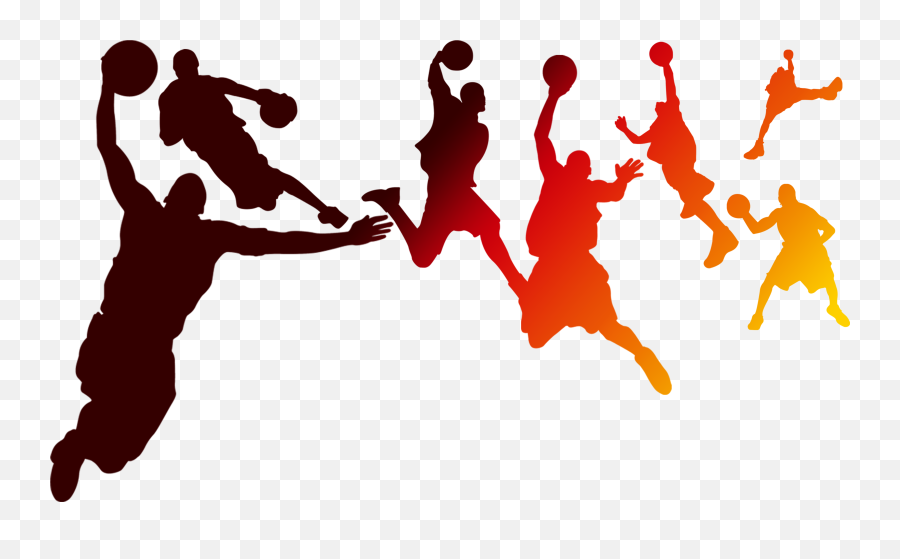 Basketball Nba - Playing Basketball Silhouette Figures Png Basketball Team Silhouette Png Emoji,Basketball Silhouette Png
