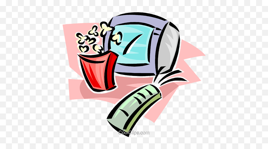 Popcorn Tv And A Remote Control Royalty Free Vector Clip - Fiction Emoji,Clipart Tvs