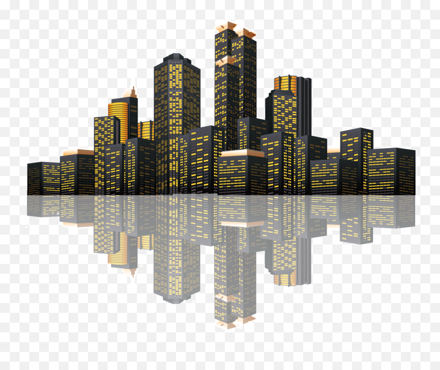 Download Building City Reflection - Cartoon City Vector Png Emoji,Reflection Clipart