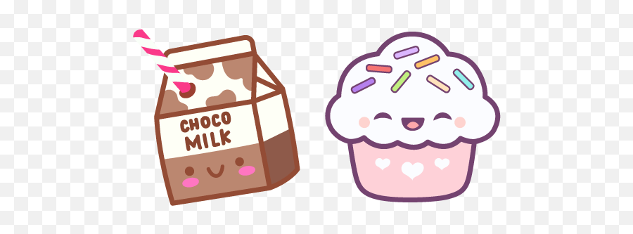 Cute Chocolate Milk And Cupcake Cursor U2013 Custom Cursor - Cute Custom Cursor Emoji,Kawaii Transparent