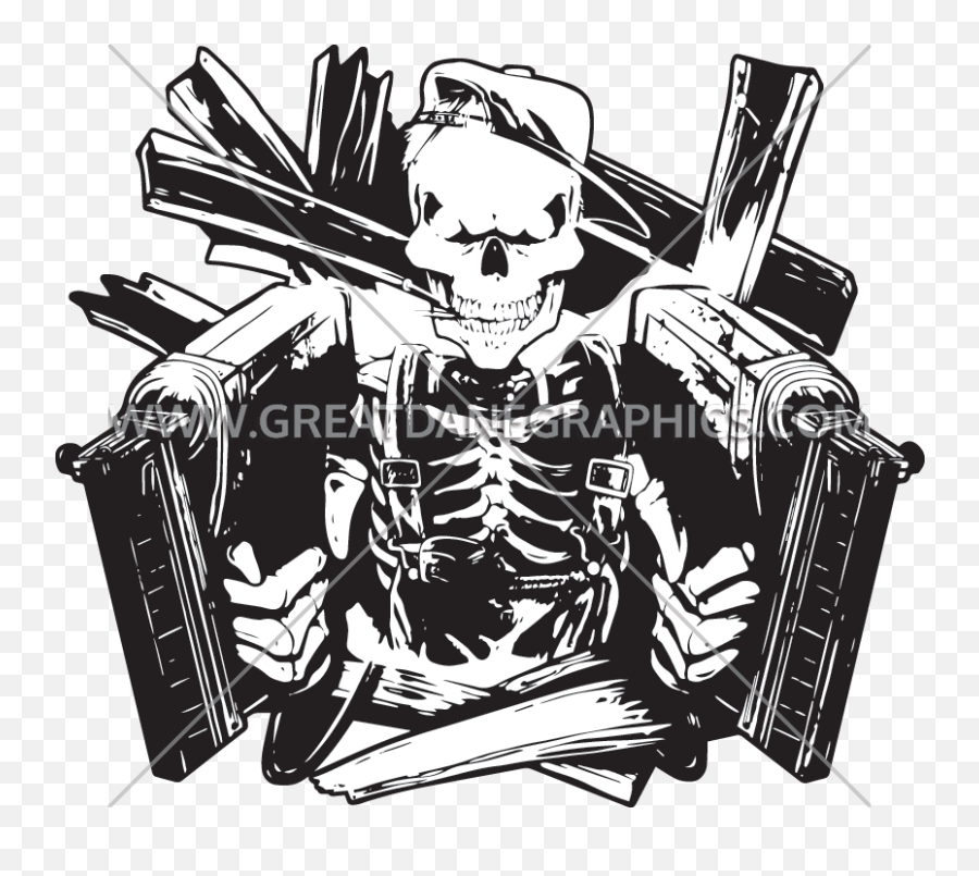 Nailgun Skeleton Production Ready Artwork For T - Shirt Printing Emoji,Coil Clipart