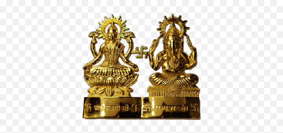 Golden Metal Laxmi Ganesha Idol With Swastik Symbol Emoji,Hindu Swastik Logo
