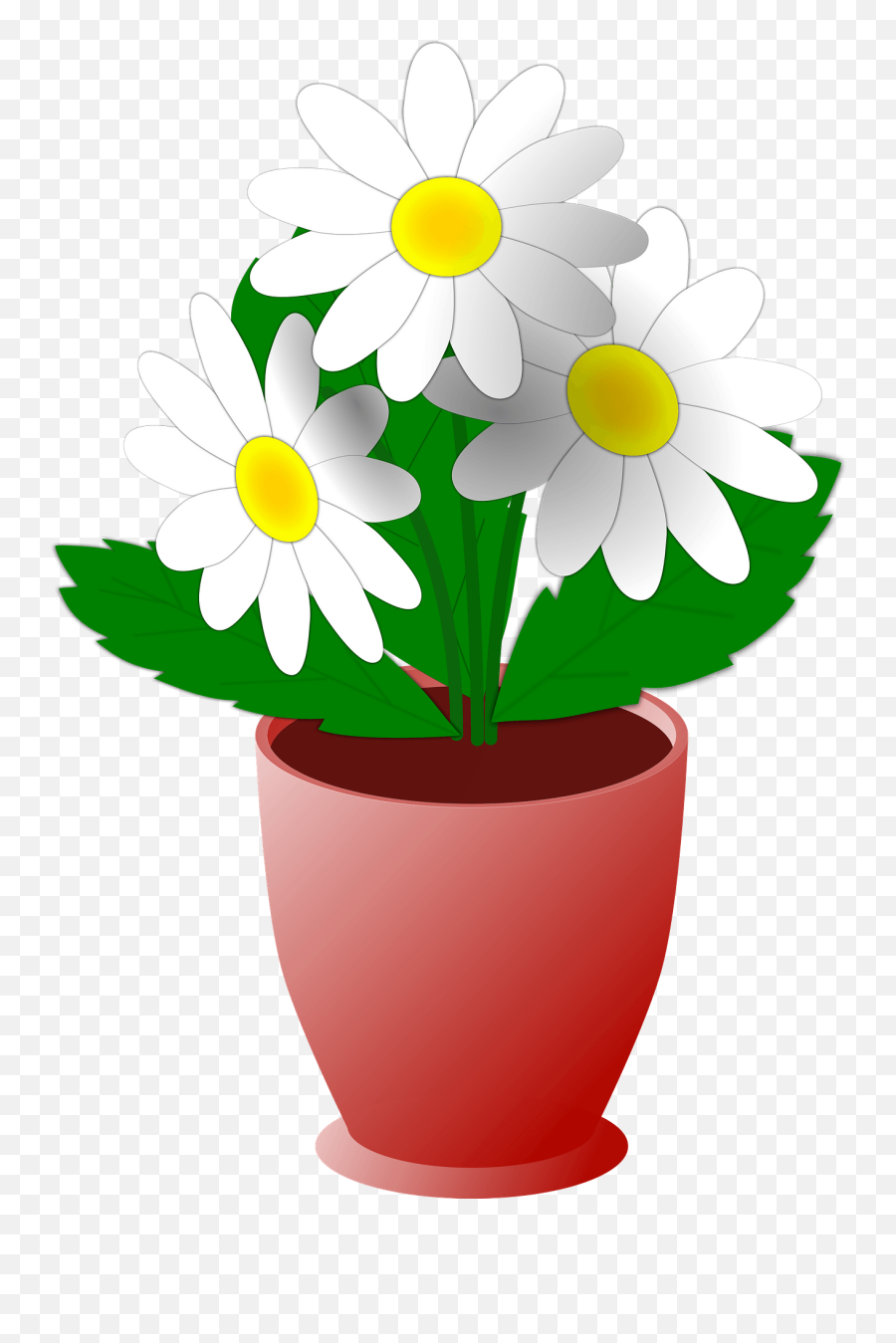White Flowers In A Brown Pot Clipart Free Download - Transparent Potted Flower Clipart Emoji,Pot Clipart