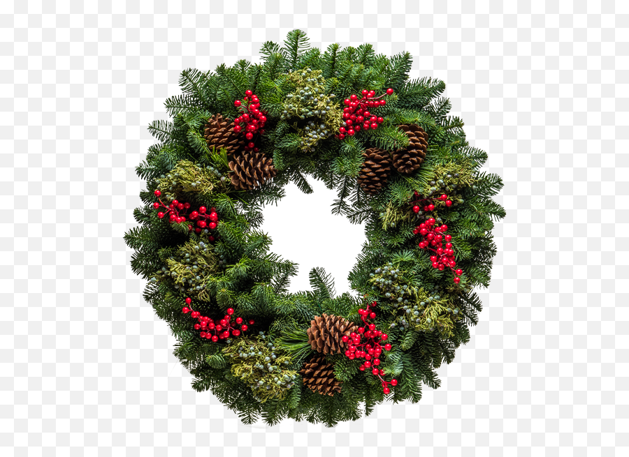Traditional Christmas Wreaths Handmade - Live Christmas Wreaths Emoji,Christmas Wreath Png