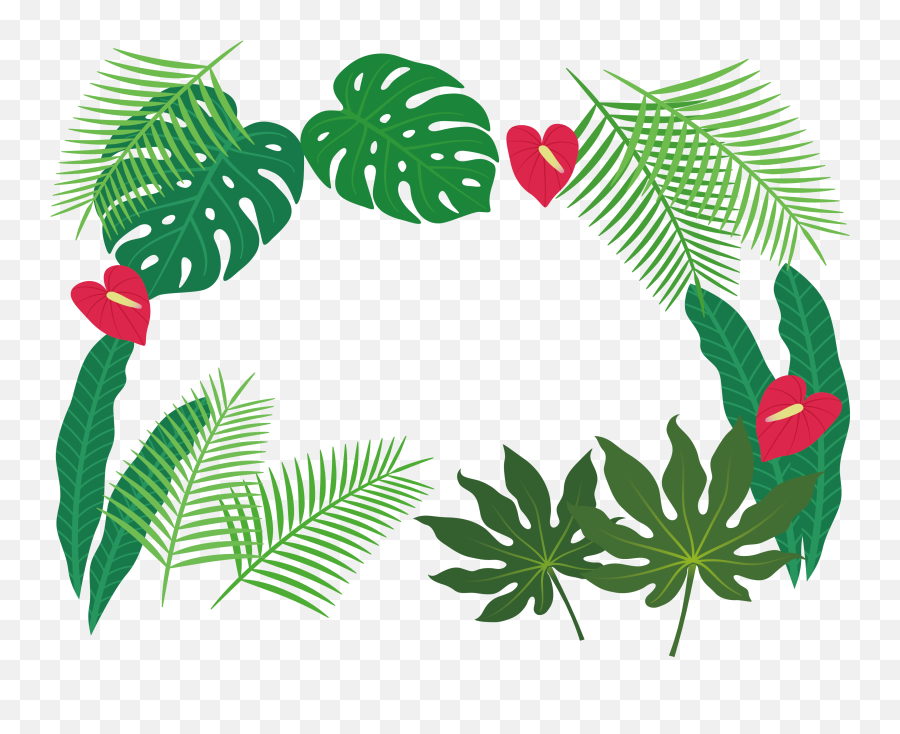 Clip Art Tropical Plant Leaves Border Transprent - Transparent Border Frame Monstera Emoji,Fall Border Clipart
