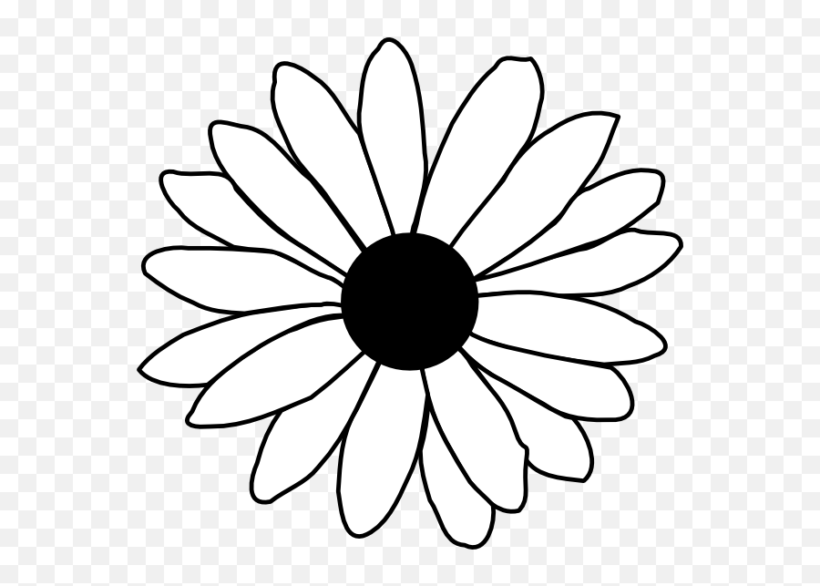 Library Of Daisy Flower Svg Freeuse Download Black And White - Outline Daisy Flower Clipart Emoji,Flower Outline Clipart