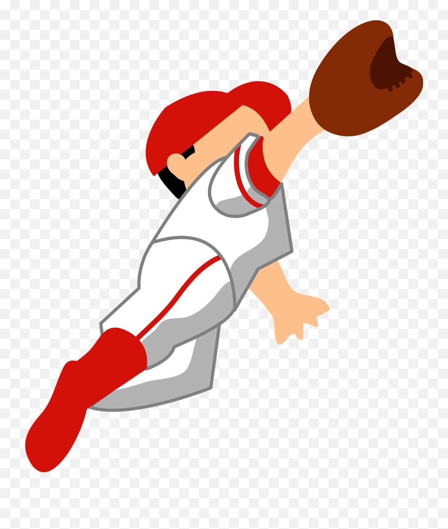 Trying To Catch A Fly Ball Clipart - For Running Emoji,Baseball Player Clipart