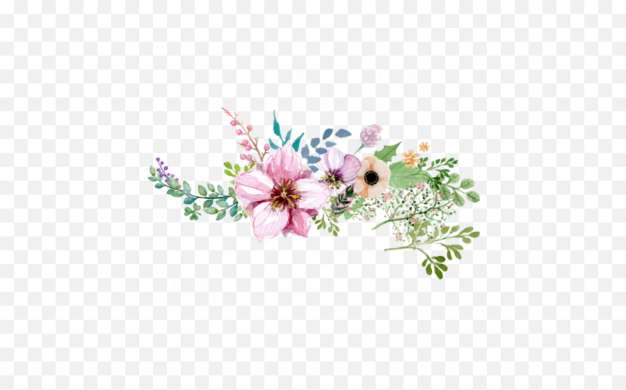 Isolated Watercolor Flower Ornament - Flower Border Png Emoji,Watercolor Flower Png