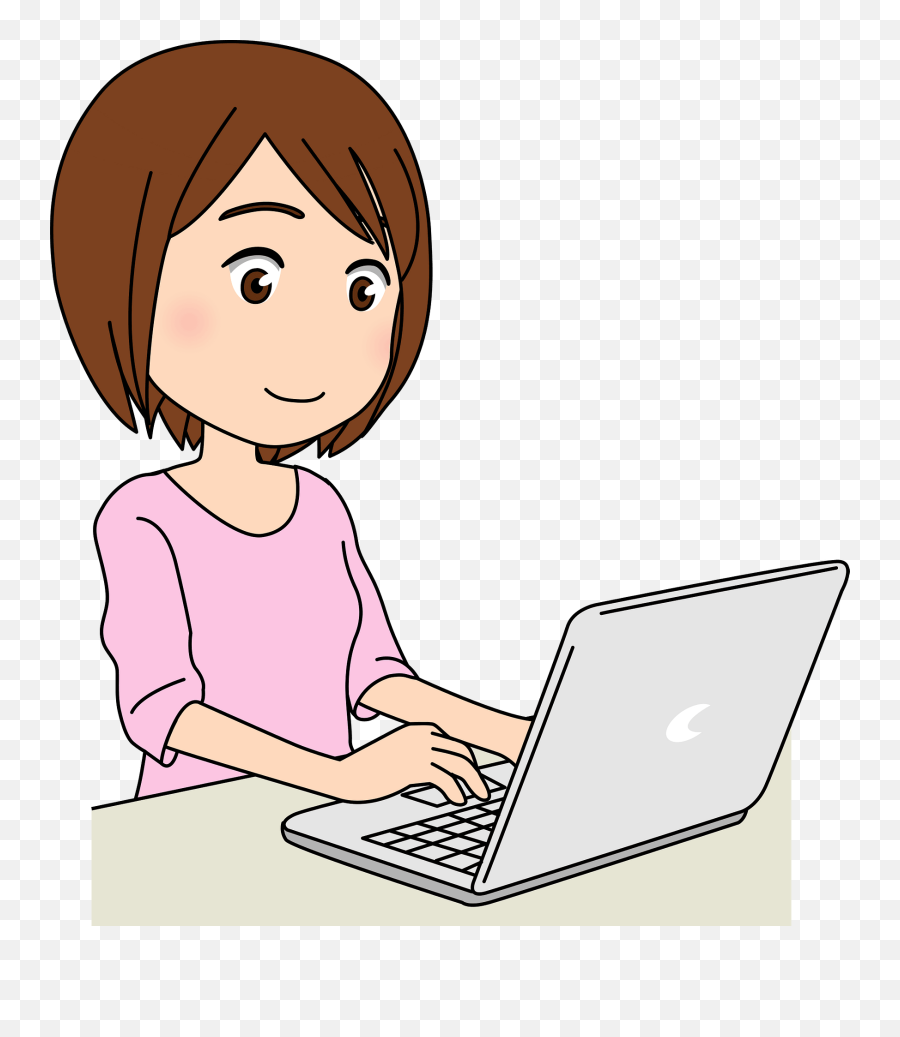 Woman Is Working On Her Laptop Computer Clipart Free - Girl On Laptop Clipart Emoji,Computer Clipart