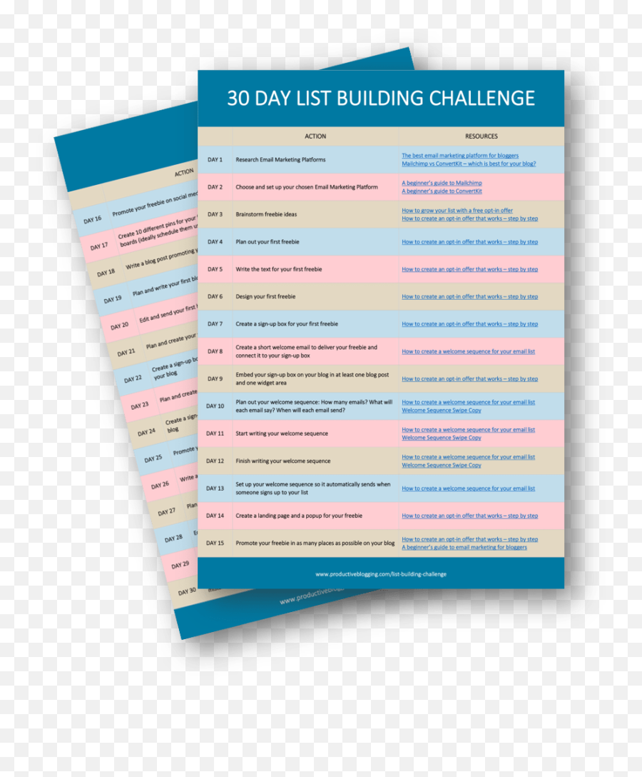 Free 30 Day List Building Challenge - Productive Blogging Vertical Emoji,Challenge Png