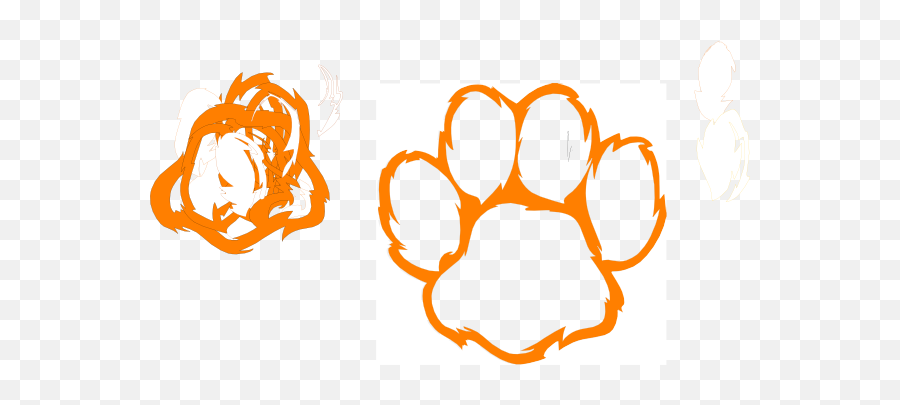 Tiger Paw White Orange Purple Clip Art At Clkercom - Vector Shih Tzu Paw Print Clip Art Emoji,Tiger Paw Clipart