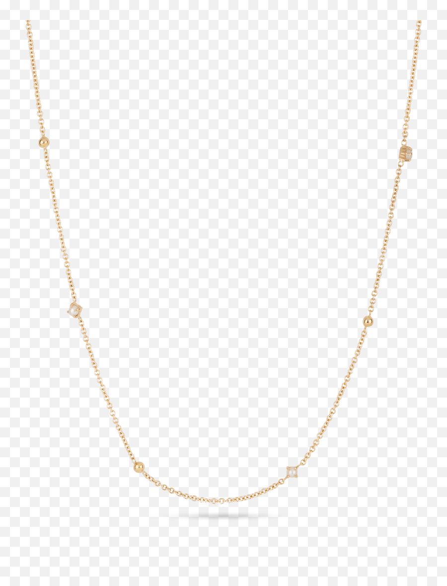 Tiny Pearl And Gold Bead Necklace - Gold Chain With White And Gold Beads Emoji,Chain Transparent Background