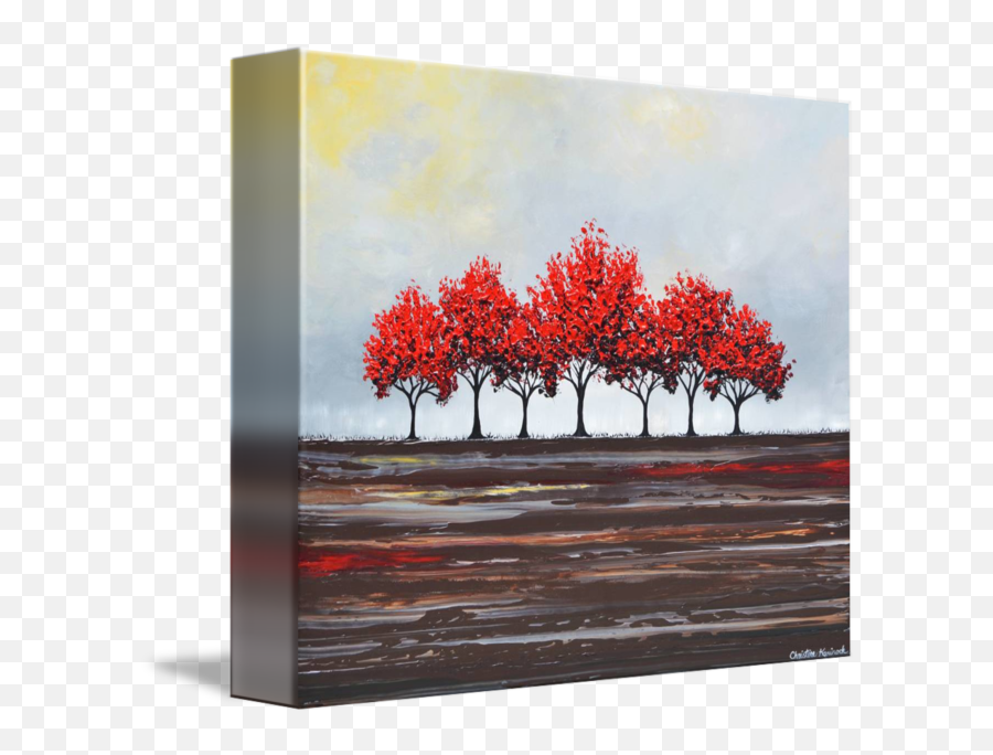 Gratitude Red Trees Abstract By Christine Bell Emoji,Red Tree Png