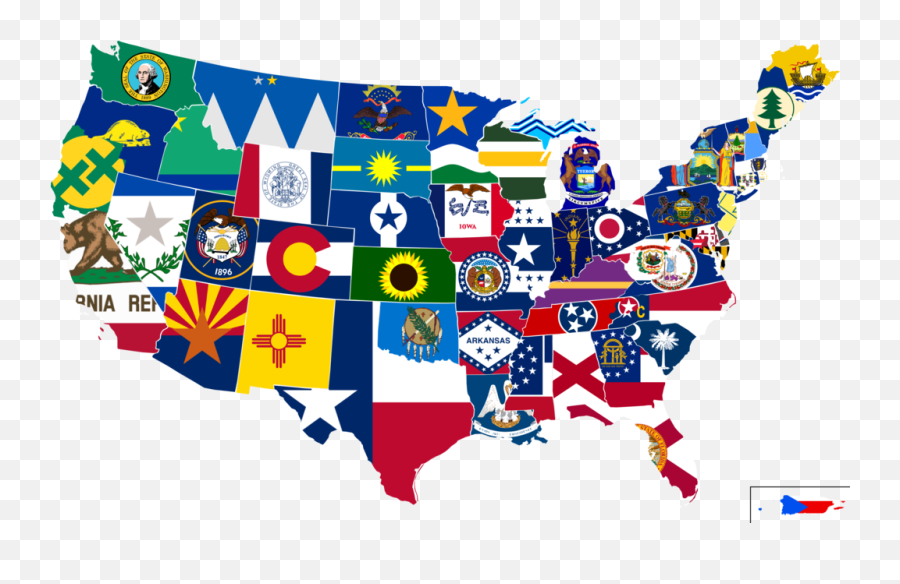 Us Map With State Flags Pin By Brendan On Alternate - New Emoji,U.s.map Png