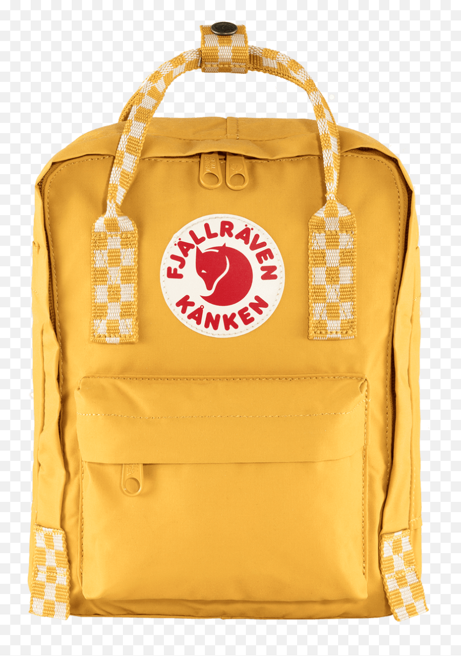 Kanken Mini Ochre Chessboard Pattern Backpack Emoji,Kanken Logo
