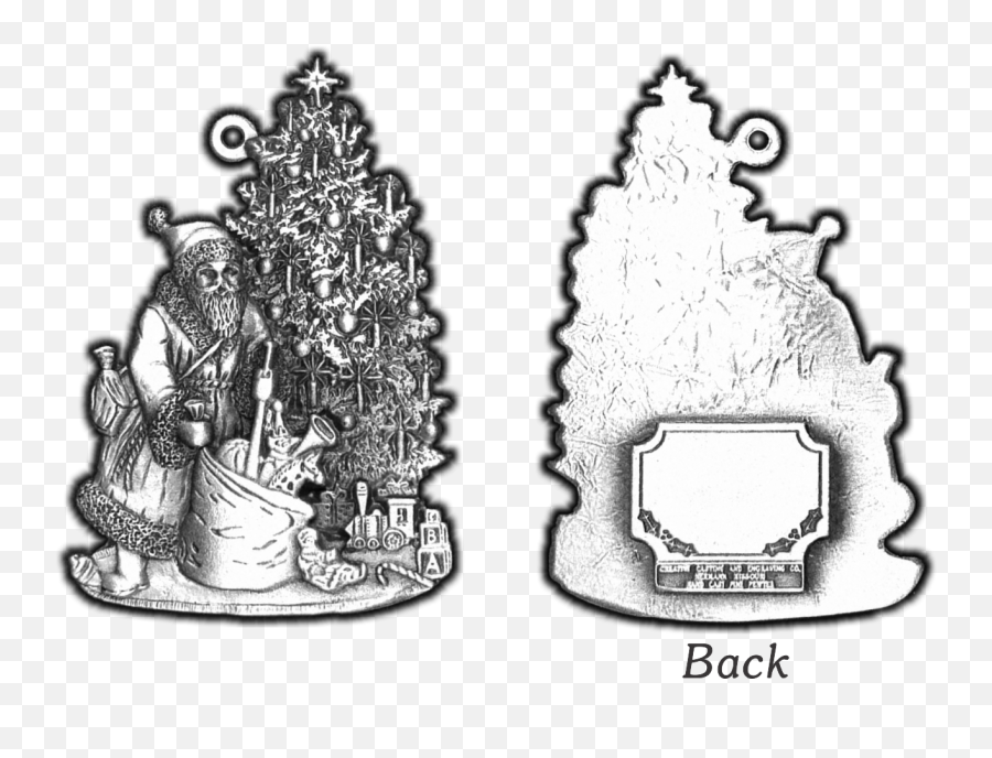 Santa U0026 Toy Bag Pewter Christmas Ornament - Illustration Language Emoji,Christmas Ornament Clipart Black And White