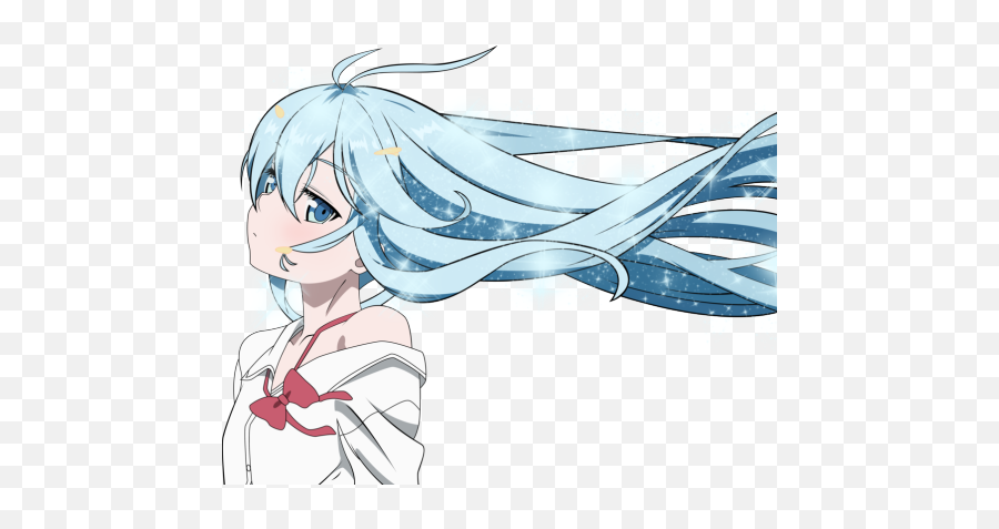 Download Zoom - Anime Alien Girl Blue Hair Png Image With No Anime Girl Blue Hair No Background Emoji,Anime Hair Transparent
