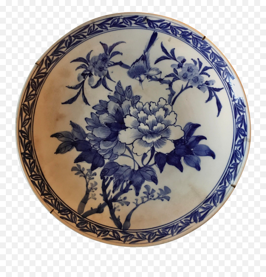 Large 18th Century Chinese Blue And White Plate - Serving Platters Emoji,White Plate Png