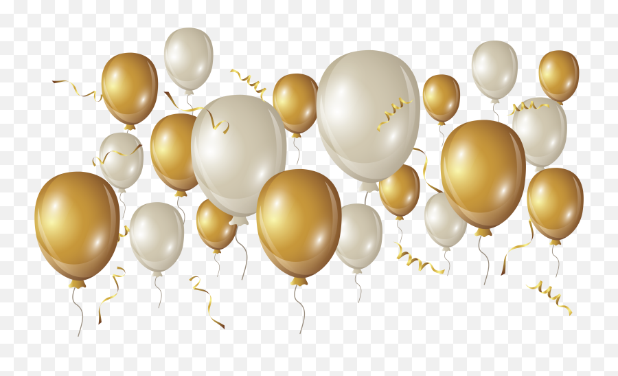 Golden And White Balloons - Birthday Invitation Card Emoji,White Balloons Png