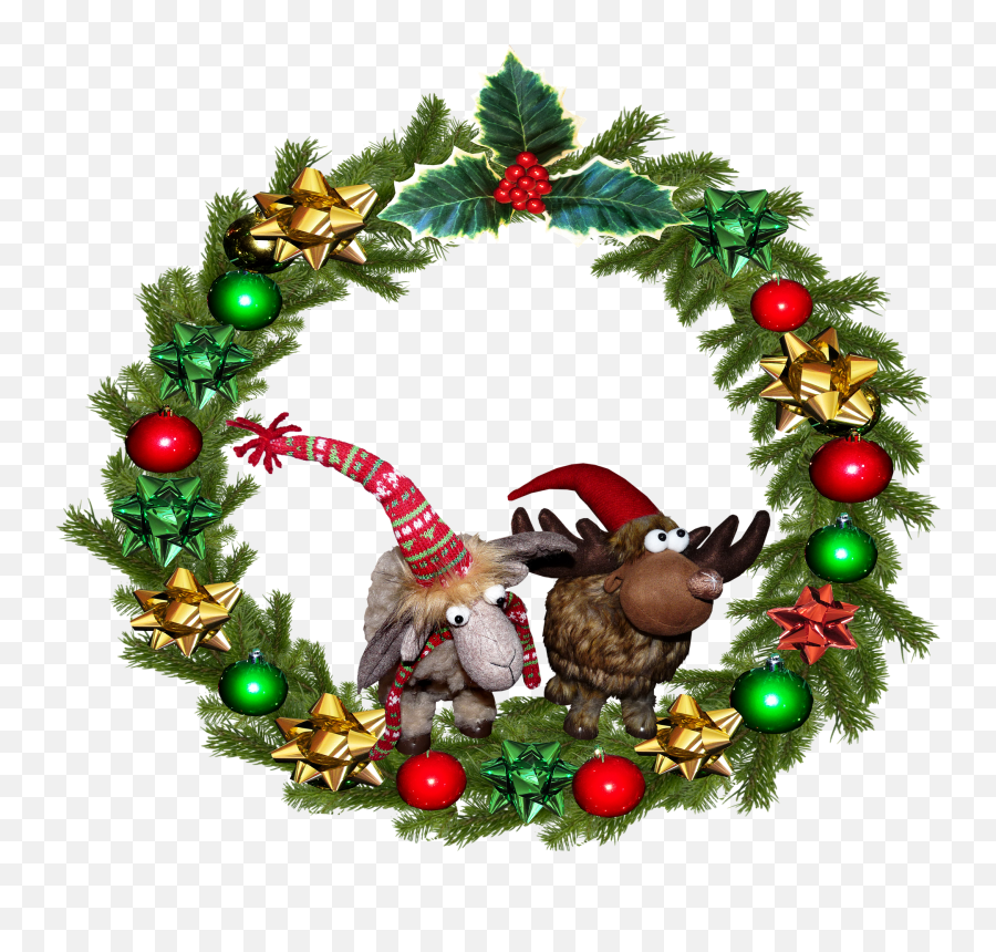 Christmas Wreath Reindeer Decoration - For Holiday Emoji,Christmas Wreath Png