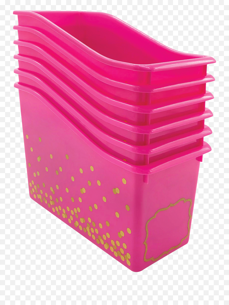Pink Confetti Plastic Book Bins 6 - Pack Household Supply Emoji,Pink Confetti Png