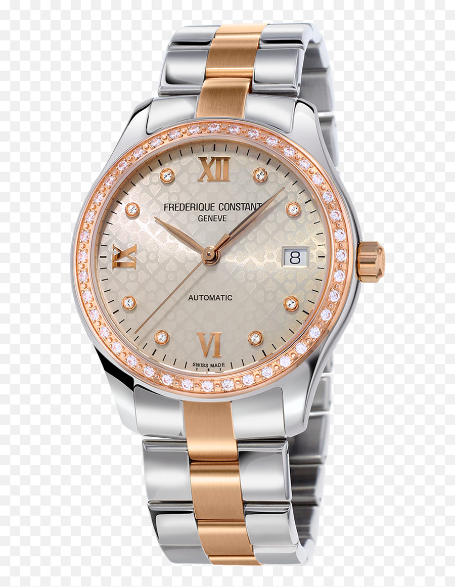 Frederique Constant Fc - 303lgd3bd2b Ladies Automatic Double Heart Beat Stainless Steel Bracelet Rose Gold Light Grey Dial Emoji,Gold Light Png