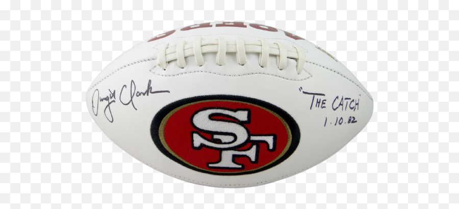 Dwight Clark San Francisco 49ers Signed 49ers Logo Football With The Catch Bas Coa Emoji,49ers Logo Picture