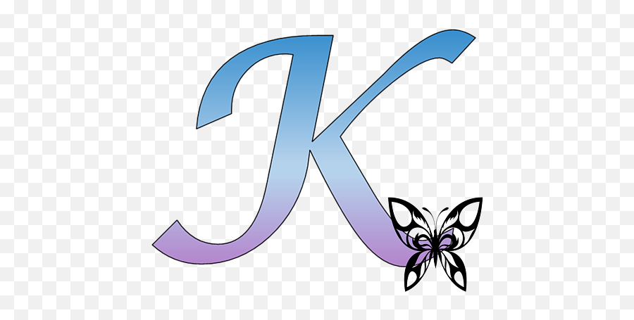 Butterfly Silhouette On Monogram Letter K Gradient Blue Emoji,Letter K Logo
