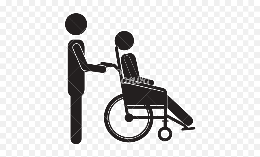 Download Banner Black And White Library - Person Pushing Other Person Wheelchair Clipart Emoji,Wheelchair Clipart